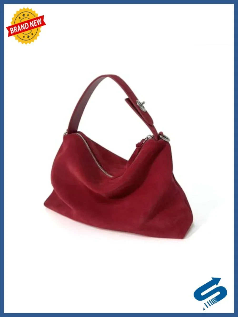 Suede Leather Tote Bag with Adjustable Crossbody Strap Hobo Satchel Purse